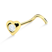 Stone Heart Shaped Silver Curved Nose Stud NSKB-27